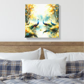 Colorful Peacocks Canvas Art (Insitu (Slaapkamer))