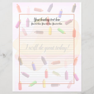 Colorful Pencils Lined Writing Paper
