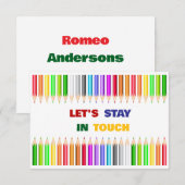 Colorful Pencils Playdate Invitation Kaart (Voorkant / Achterkant)