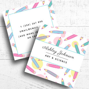 Colorful Pencils School Dingen lerarenopleiding Vierkante Visitekaartje
