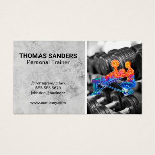 Colorful Personal Trainer Logo Dumbbells Visitekaartje