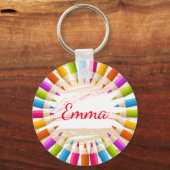 Colorful Personalized Pencils Name Sleutelhanger (Voorkant)