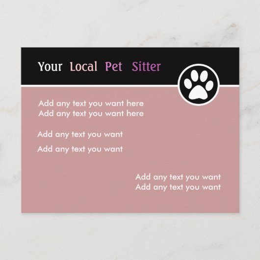 Colorful Pet Sitter Briefkaart (Voorkant)