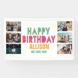 Colorful Photo Collage Kind Happy Birthday Party Spandoek