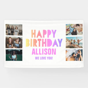 Colorful Photo Collage Teen Girl Happy Birthday Spandoek