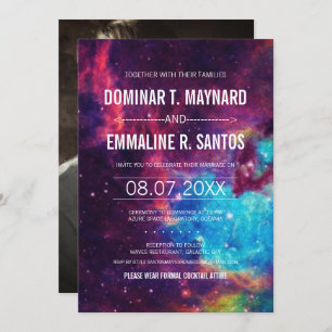 Colorful Photo Galaxy Wedding Invitation Kaart