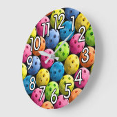 Colorful Pickleball Clock Grote Klok (Hoek)