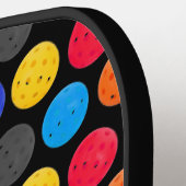 Colorful Pickleball op zwart  Pickleball Paddle (Links Detail)