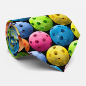 Colorful Pickleball Pattern Stropdas (Opgerold)