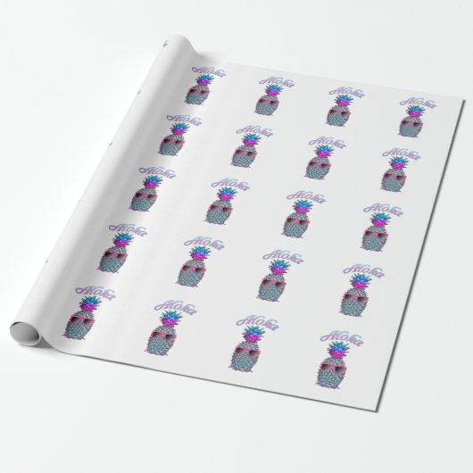 Colorful Pineapple Hawaiian Aloha Cadeaupapier (Uitgerold)