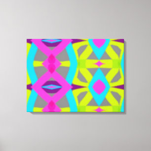 Colorful Pink Blue Lime Green Pattern Abstract Canvas Afdruk