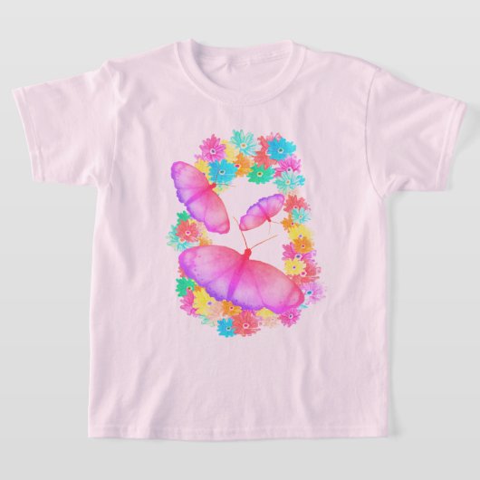 Colorful Pink Butterfly Floral Dream T-Shirt (Poser)