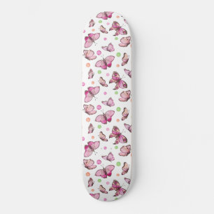Colorful Pink Girly Butterflies Patroon Skateboard