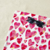 Colorful Pink Heart Pattern Gepersonaliseerd Strandlaken (In situ)