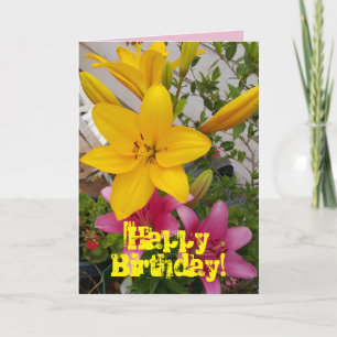 Colorful Pink Lily floral Flower Birthday Kaart