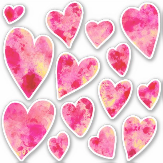 Colorful Pink Love Heart Sticker (Voorkant)