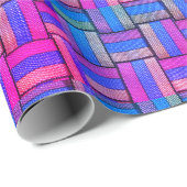 Colorful Pink Paars Blue Retro  Geometric Cadeaupapier (Rol Hoek)