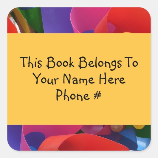 Colorful Pinrad Book Name Bord Sticker (Voorkant)
