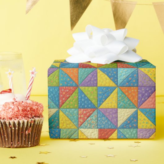 Colorful Pinwheel Quilt Design Cadeaupapier (Verjaardagsfeest)