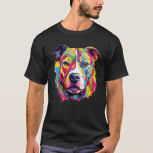 Colorful Pit bull Terrier Dog Love of Dad Ma Boy G T-shirt