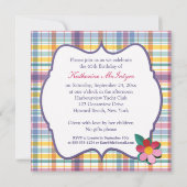 Colorful Plaid 65th Birthday Invitation (Dos)