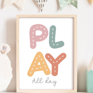 Colorful Play De hele dag Nursery Kinder Room Poster
