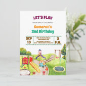 Colorful Playground Party 2nd Birthday Invitation (Debout devant)