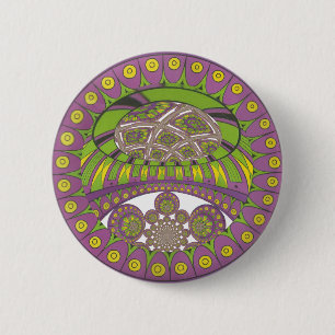 Colorful Plum Yellow lace decoratief etnisch patte Ronde Button 5,7 Cm