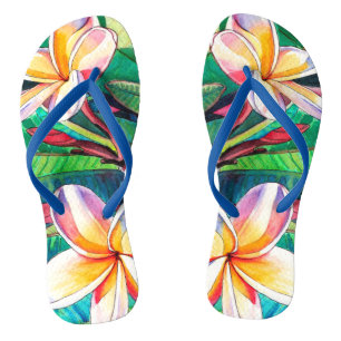 Colorful Plumeria Garden Rubber Slippers Teenslippers