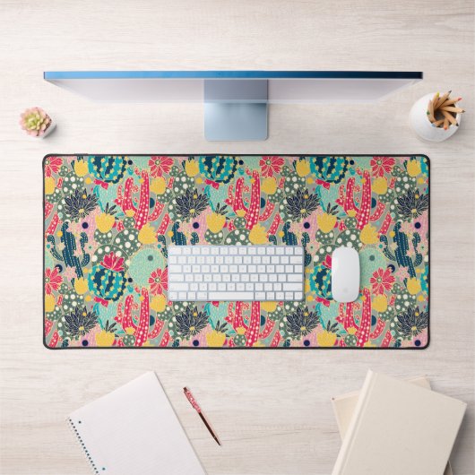 Colorful Polka Dot Cactus Pattern Bureaumat (Kantoor 1)