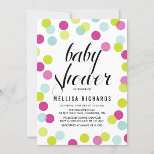 Colorful Polka Dots Baby shower Invitation Kaart