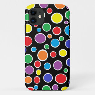 Colorful Polka Dots Black iPhone Case