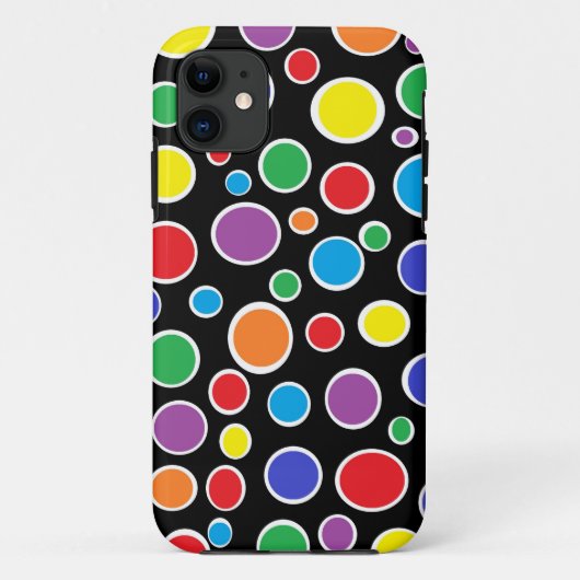 Colorful Polka Dots Black iPhone Case (Achterkant)
