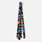 Colorful Polka Dots Black Stropdas (Voorkant)