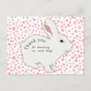 Colorful Polka Dots Bunny Baby shower Dank u Briefkaart