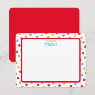 Colorful Polka Dots Cute Girly Note Card Notitiekaartje