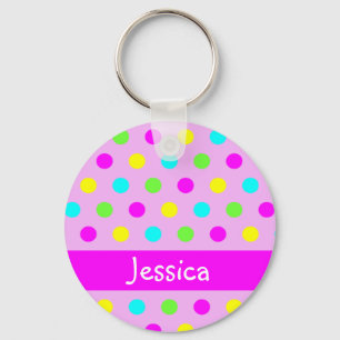 Colorful Polka Dots - Girly Name Sleutelhanger