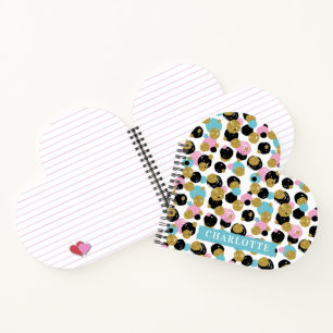 Colorful Polka Dots Gold Glitter Custom Name Girls Notitieboek