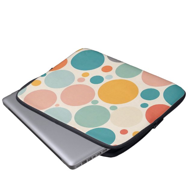 Colorful Polka Dots Laptop Sleeve (Voorkant onderkant)