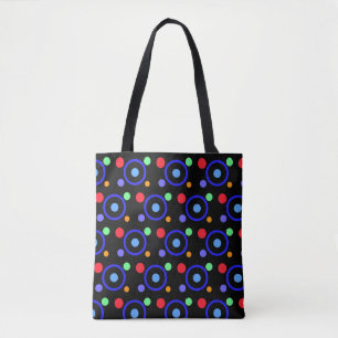 Colorful Polka Dots on Black Draagtas
