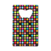 Colorful Polka Dots on Black Kredietkaart Flessenopener (Voorkant)