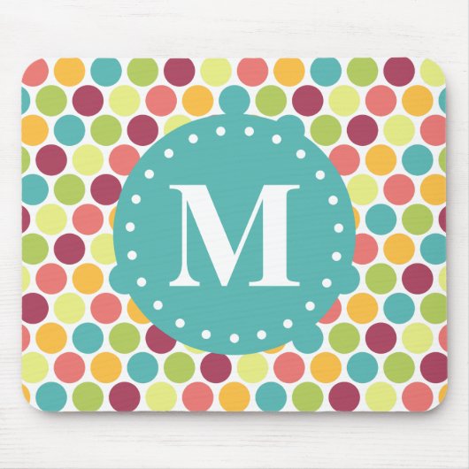 Colorful Polka Dots Pattern met Monogram Muismat (Voorkant)