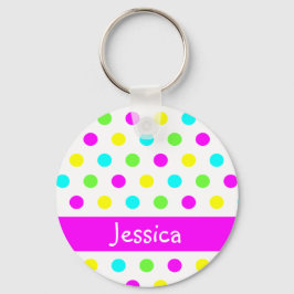 Colorful Polka Dots - Personalized Name Sleutelhan Sleutelhanger