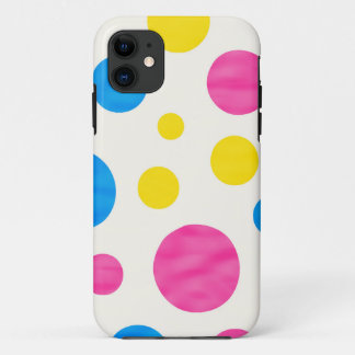 Colorful Polka Dots Pink Blue Yellow Retro iPhone 11 Hoesje