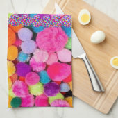 Colorful Pom Poms Kitchen Hand Towel Theedoek (Quarter Fold)