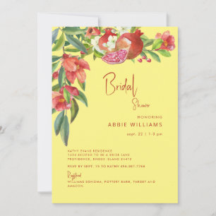 Colorful Pomegranate Tuscan Red and Yellow Bridal Kaart