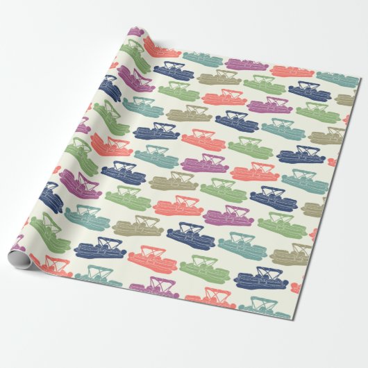 Colorful Pontoon Boats patterned Boating Gift Cadeaupapier (Uitgerold)