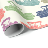 Colorful Pontoon Boats patterned Boating Gift Cadeaupapier (Rol Hoek)