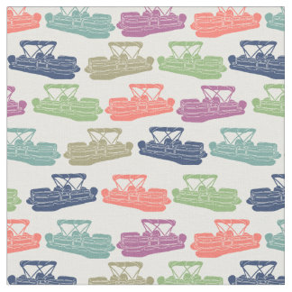 Colorful Pontoon Boats patterned Boating Print Stof