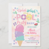 Colorful Pool Party Birthday Invitation (Devant)